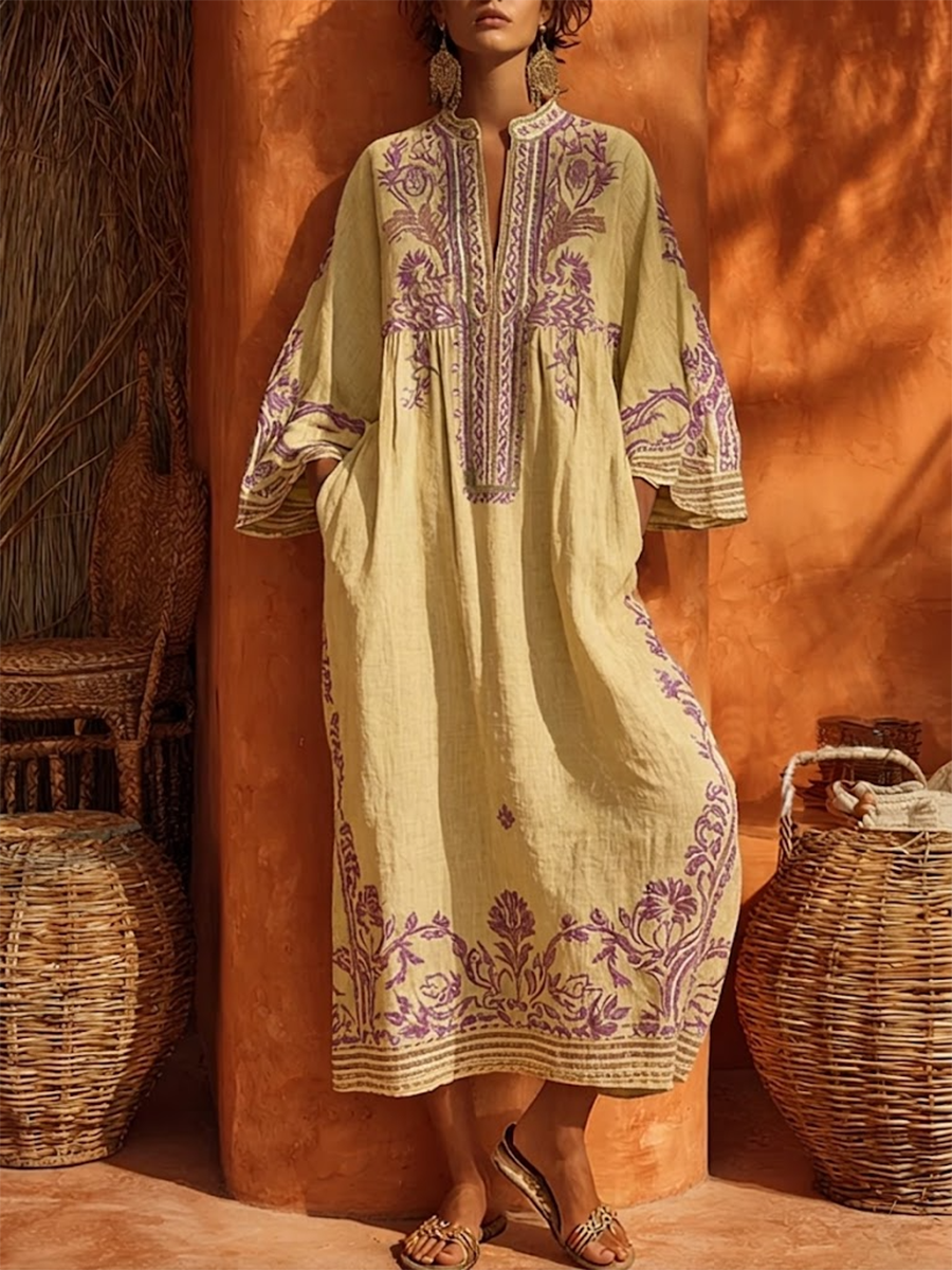 Celestina | Abito Boho Ricamato con Stile Mediterraneo - Eleganza Unica per Ogni Occasione!