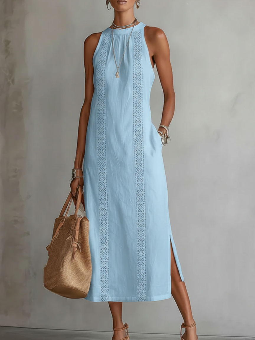 Jimena | Abito Midi in Lino con Collo Mao - Eleganza e Comfort per Ogni Occasione!