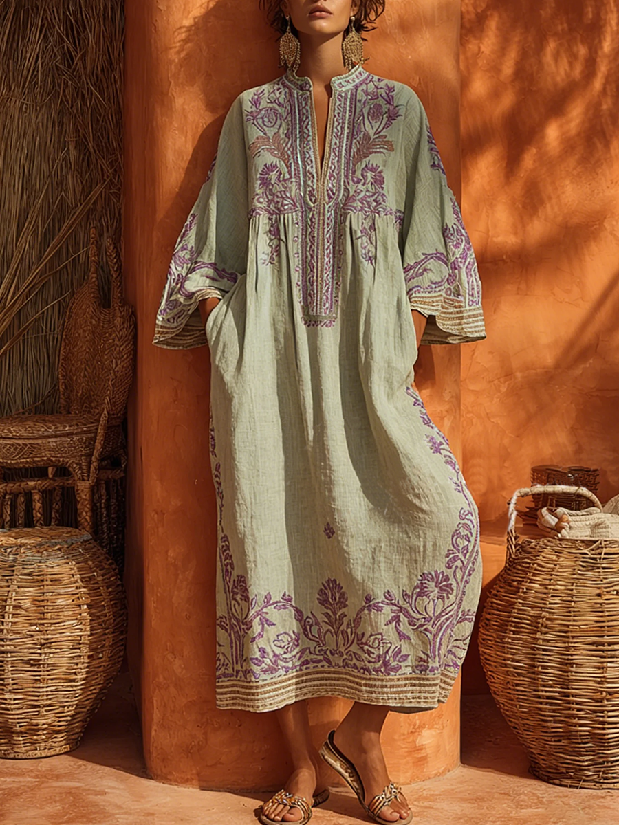 Celestina | Abito Boho Ricamato con Stile Mediterraneo - Eleganza Unica per Ogni Occasione!