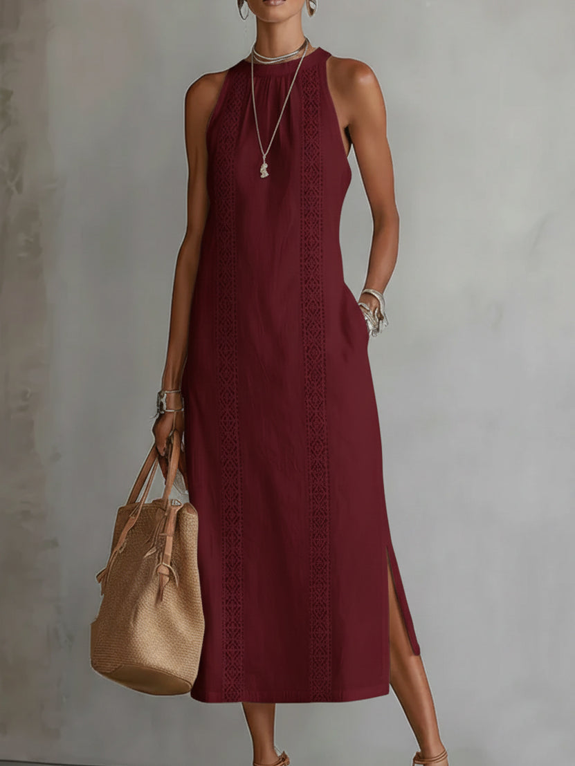 Jimena | Abito Midi in Lino con Collo Mao - Eleganza e Comfort per Ogni Occasione!