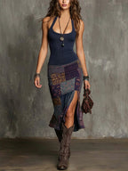 Selena | Abito Boho Patchwork con Spalline - Stile Unico per Ogni Occasione!