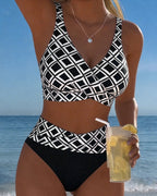 GlamMouris™ | Bikini a Due Pezzi con Top Reggiseno e Stile a Quadri – Eleganza e Comfort per l'Estate!