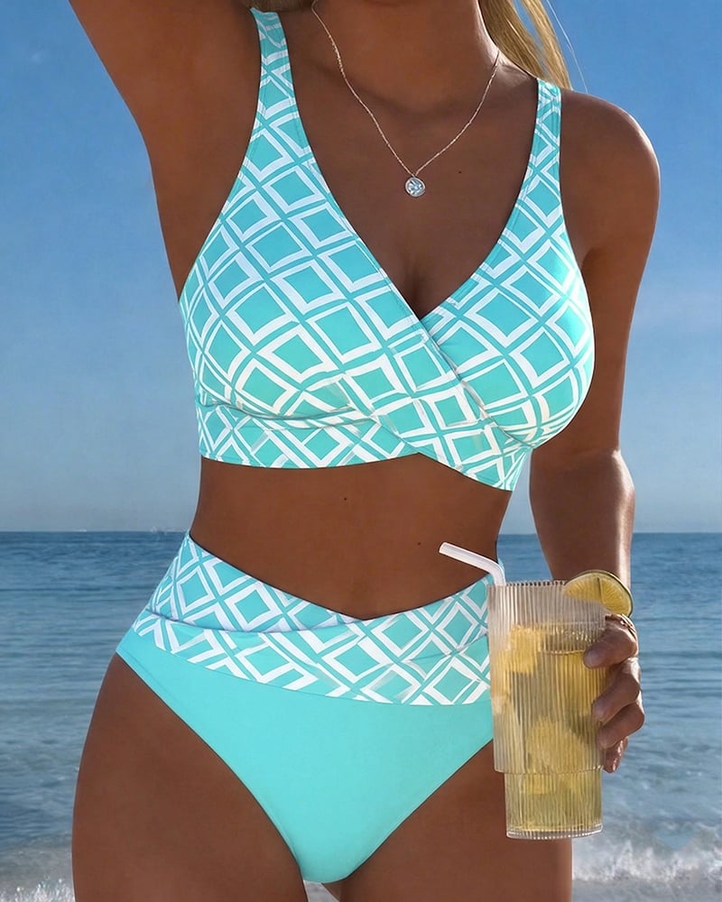GlamMouris™ | Bikini a Due Pezzi con Top Reggiseno e Stile a Quadri – Eleganza e Comfort per l'Estate!