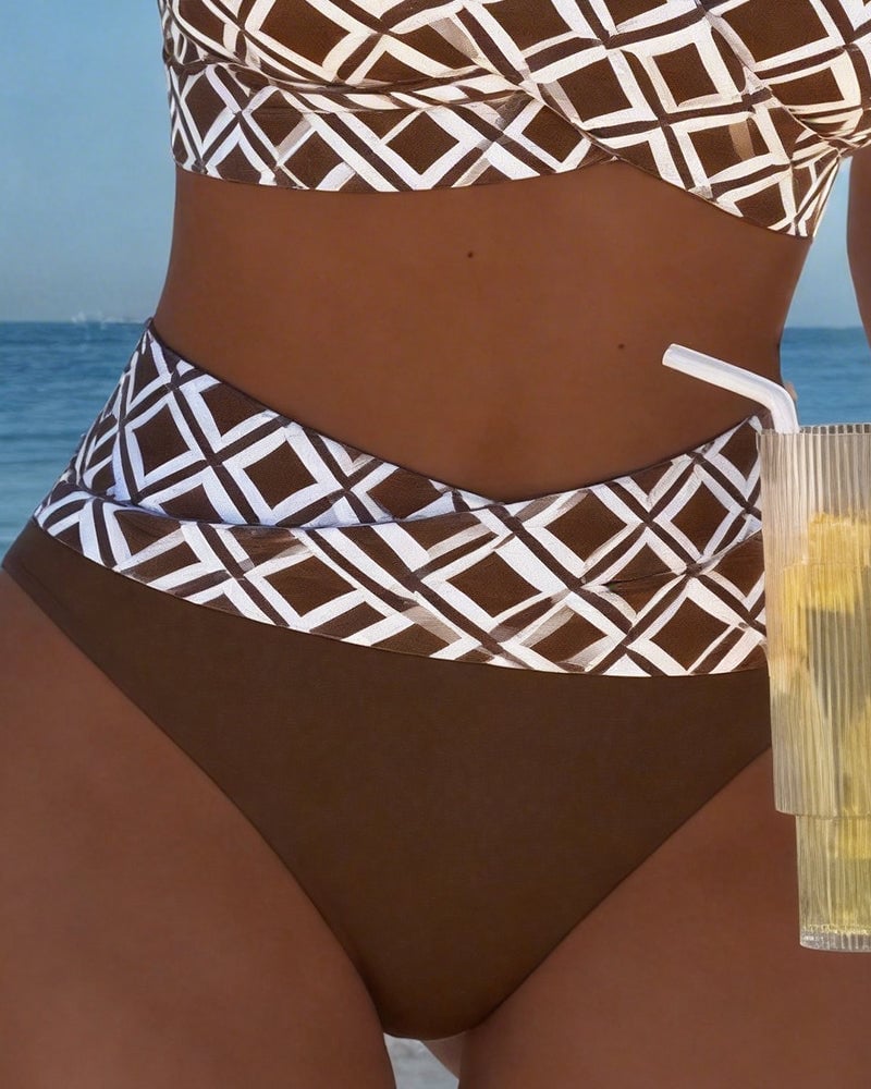 GlamMouris™ | Bikini a Due Pezzi con Top Reggiseno e Stile a Quadri – Eleganza e Comfort per l'Estate!
